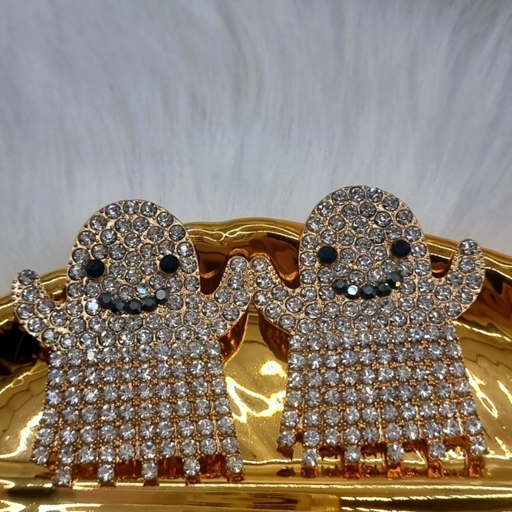 Rhinestone ghost halloween earrings | NWOT